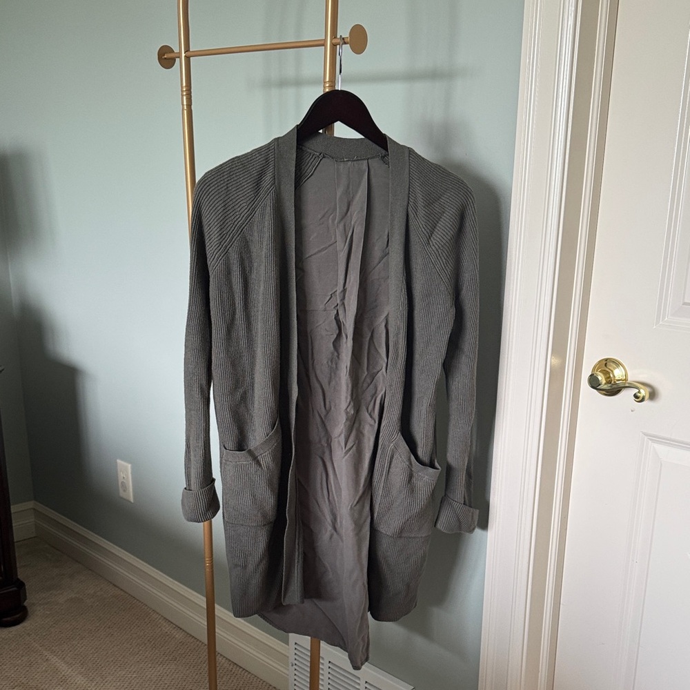 lululemon athletica olive green mixed media cardigan open front